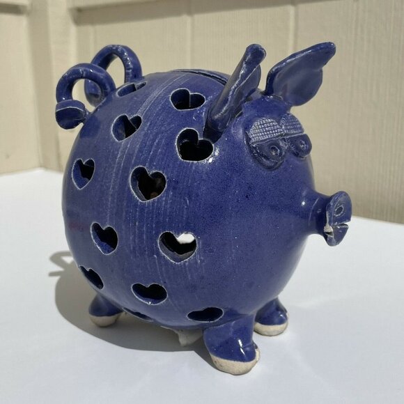 Other - Vtg Stoneware Pottery Pig Piggy Bank Cork Butt